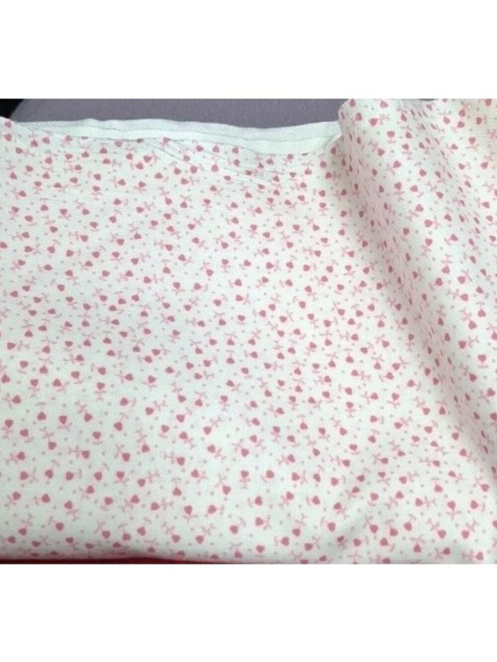 Hobby Lobby Fabric White with Ditsy Tiny Pink Heart Flowers -1 Yd x 43”